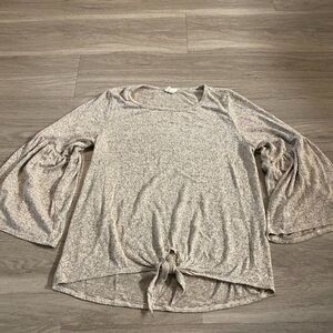 Caution To The Wind Womens Gray Heather 3/4 Bell Sleeve Blouse Top Size XS/Small